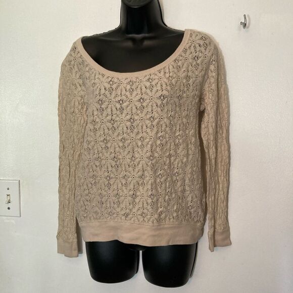 American Eagle outfitters cream lace long sleeve blouse - Picture 1 of 5